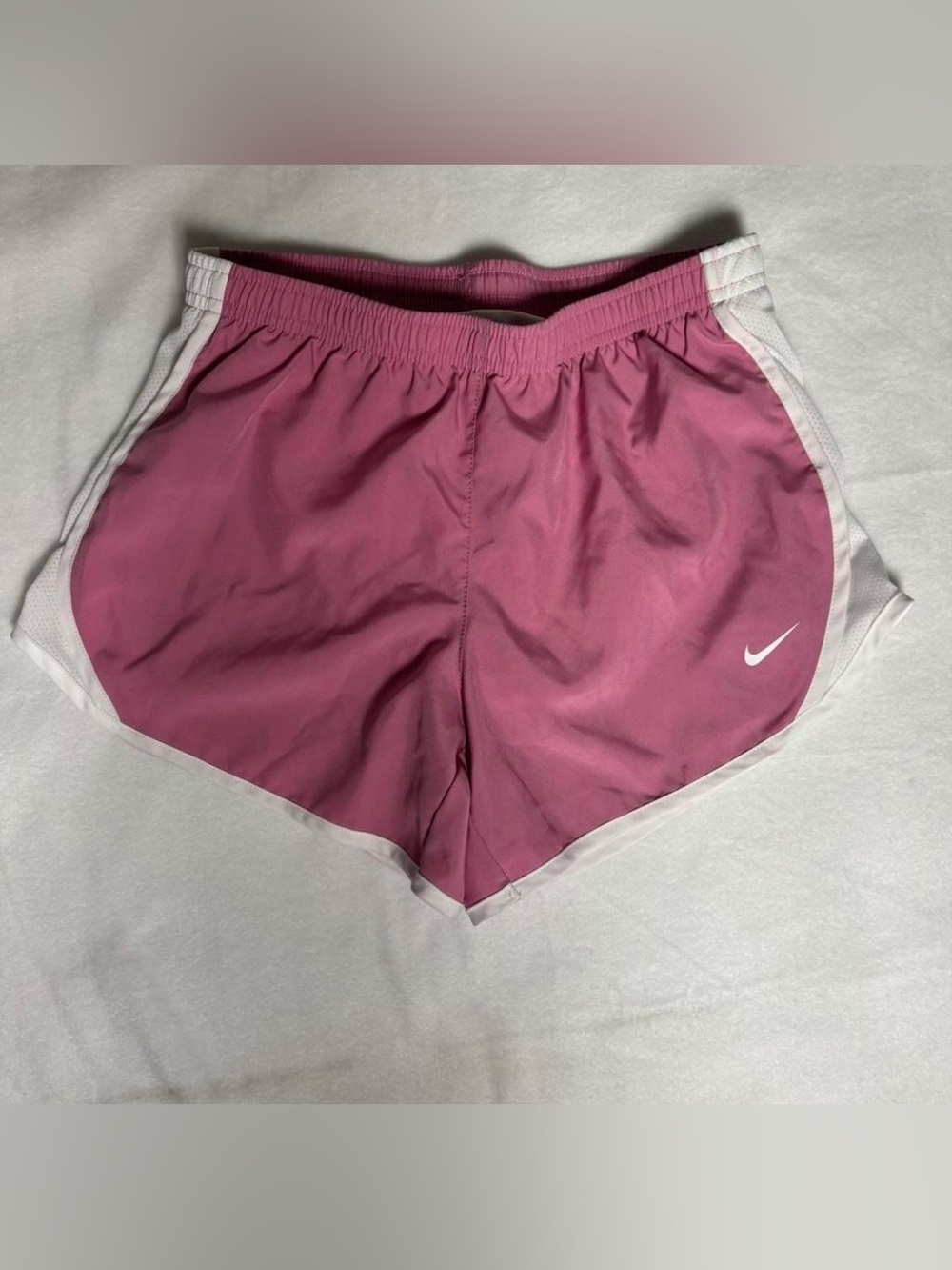 (Runs xs) Nike Women's Rose Pink Athletic Running Shorts with White Trim